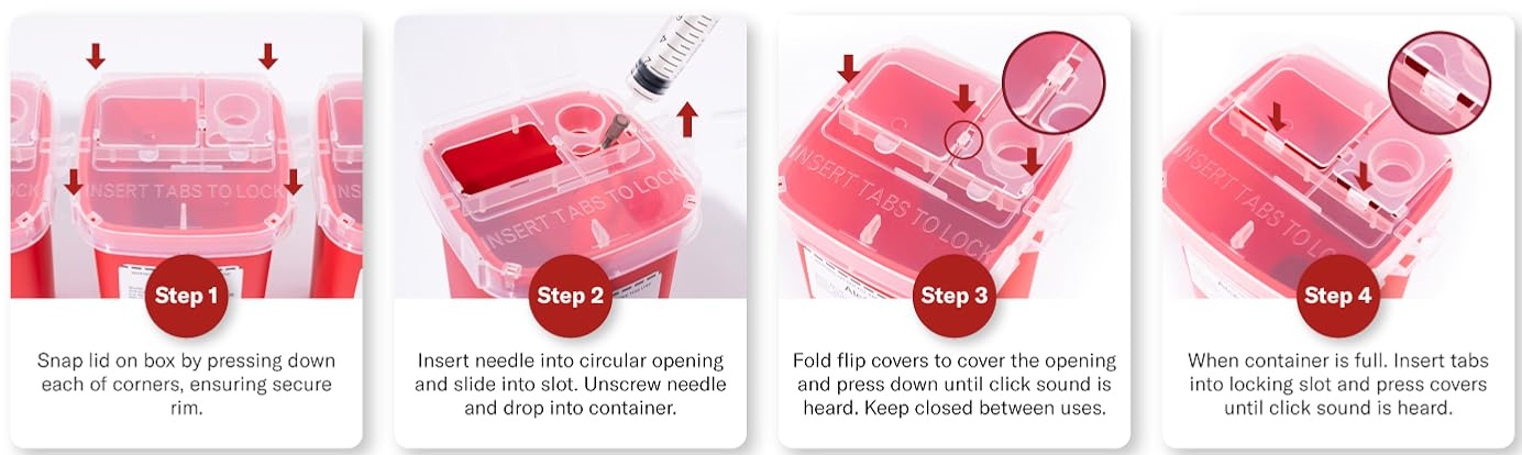  Small Portable 1qt puncture proof container needle sharps container for home use