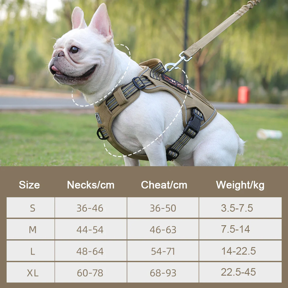 Adjustable Comfortable 4 Size Dog Harness Tactical Dog Chest Walking Leash