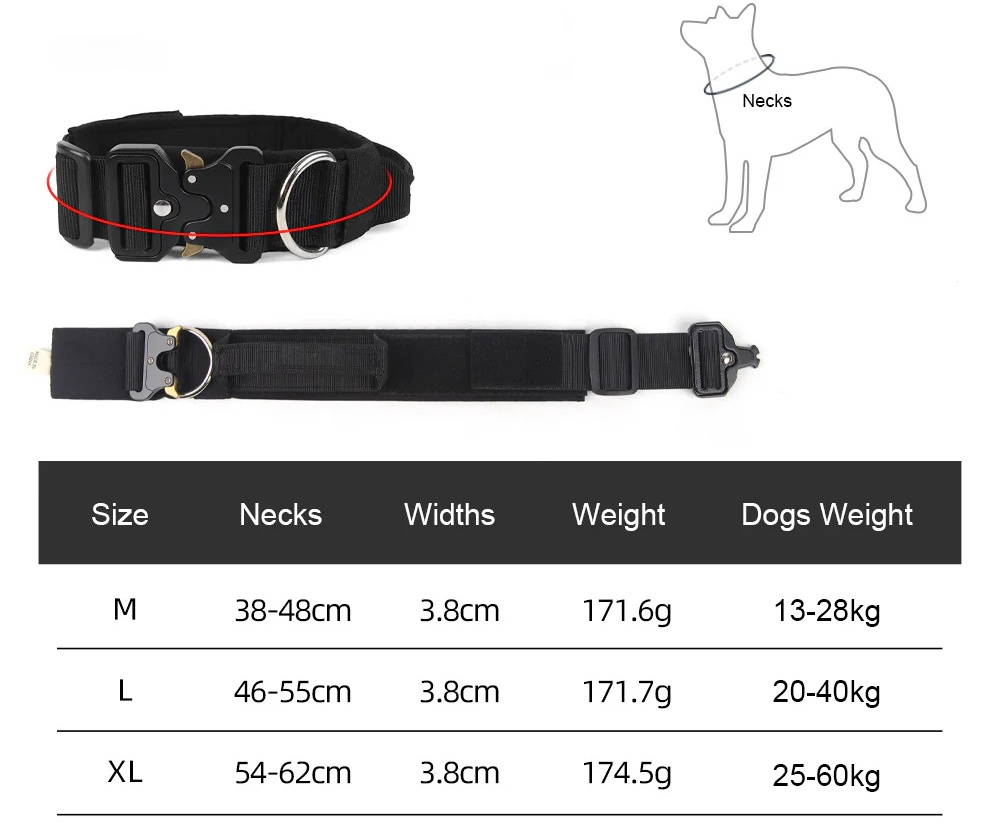 3 Size Tactical Collar Pet Collar With Buckle Dog Collar