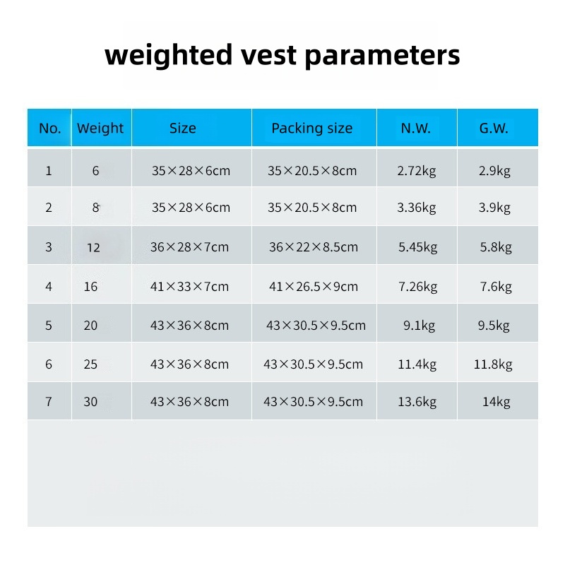 6lb/8lb/12lb/16lb/20lb/25lb/30lb Weight Vest with Reflective Stripe